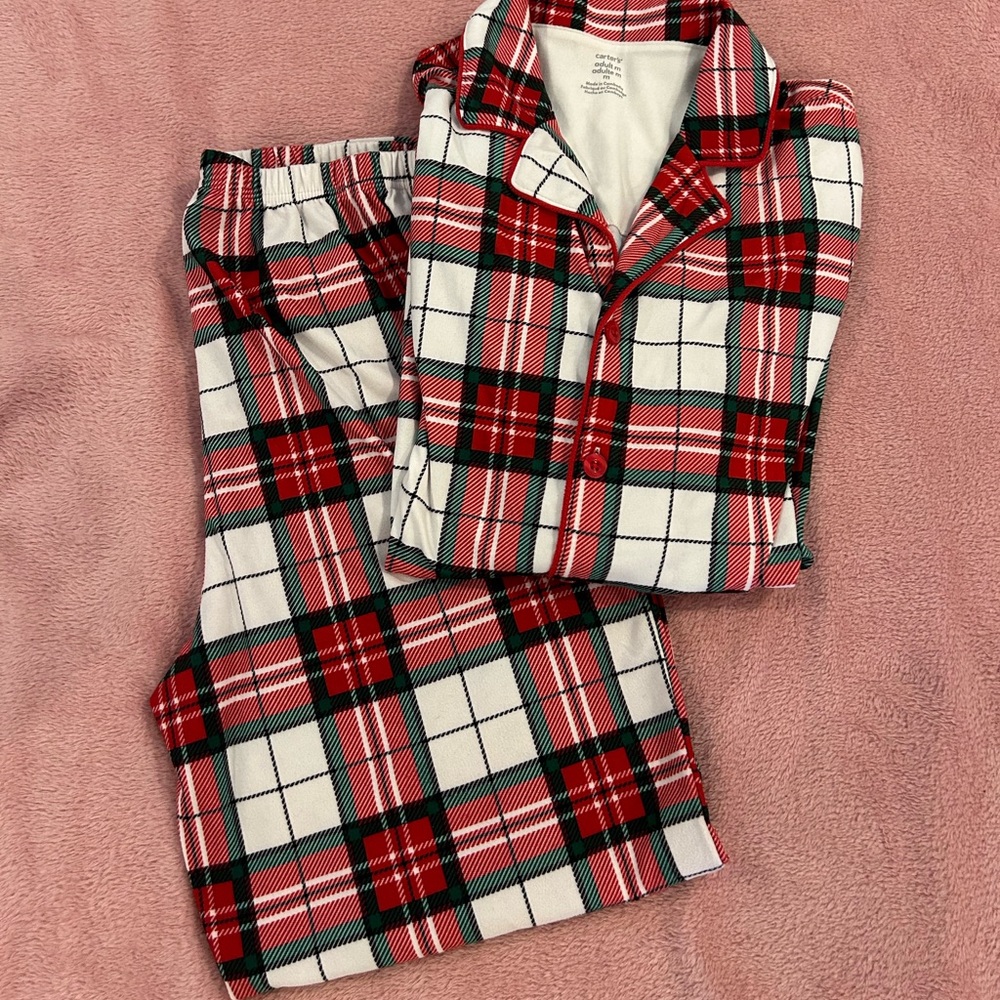 Unisex Casual Red Plaid Pajamas